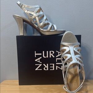 Naturalizer Women's Silver Strappy Heels